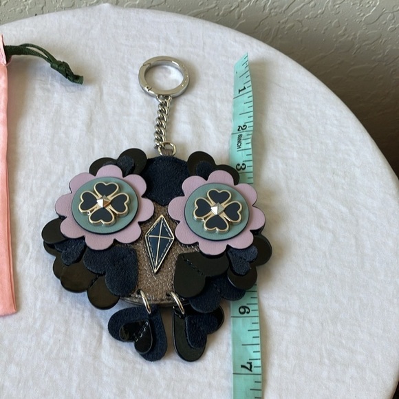 Kate Spade: Nightcap “Baby Zibbi” Owl Leather Keychain/Charm- Silver Tone- 7” - Picture 15 of 16